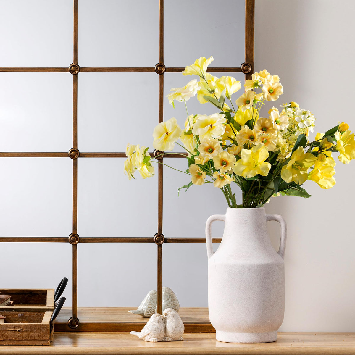 Mitt&Ditt Rustic Terracotta Ceramic Flower Vase with Handles