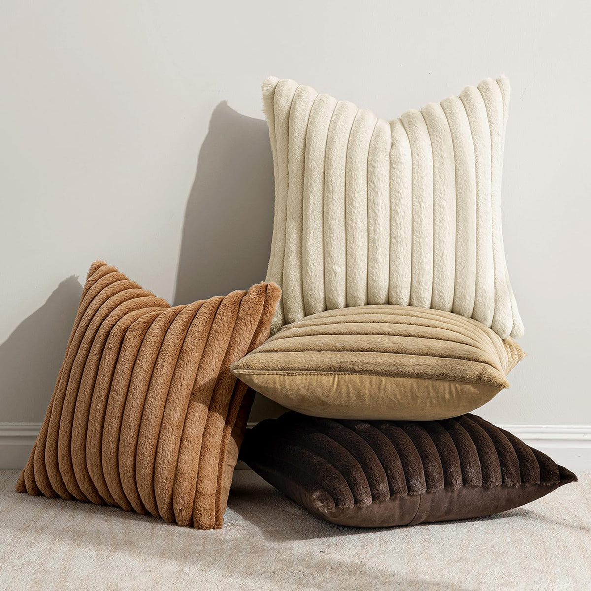 MIULEE Faux Fur Plush Decorative Throw Pillow Covers