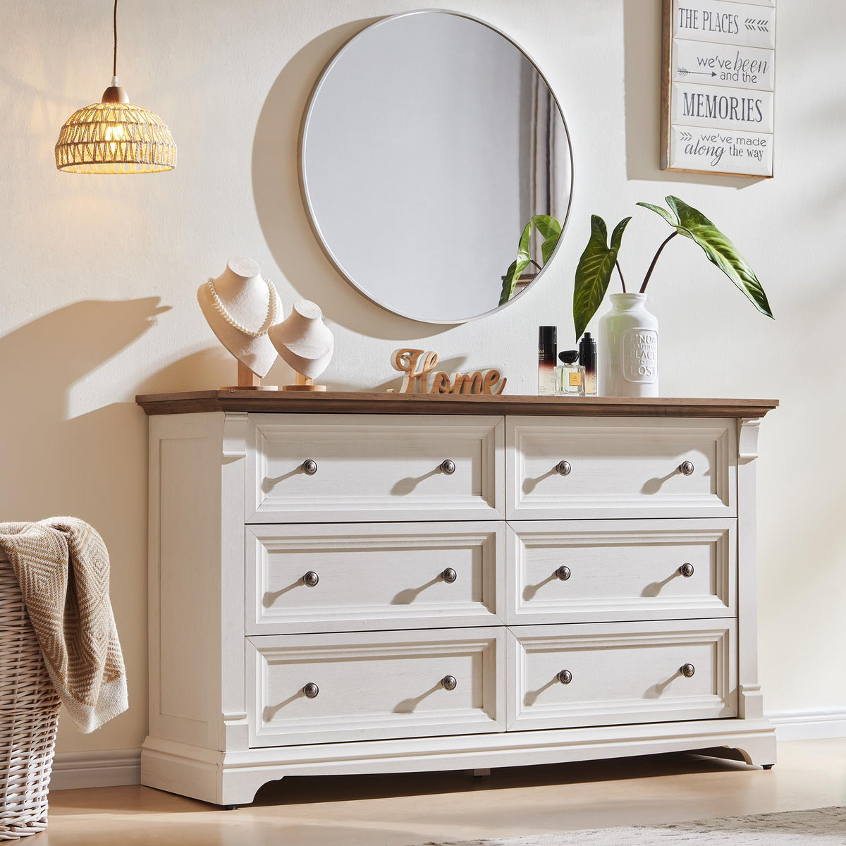 T4TREAM Farmhouse Drawer Dresser for Bedroom Storage