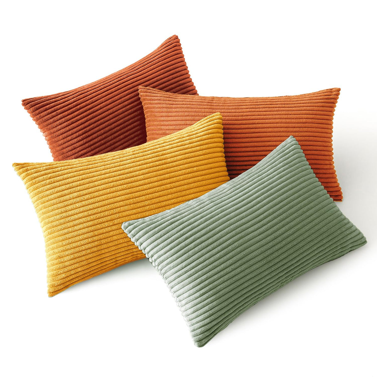 MIULEE Soft Corduroy Decorative Throw Pillow Covers, Set of 4