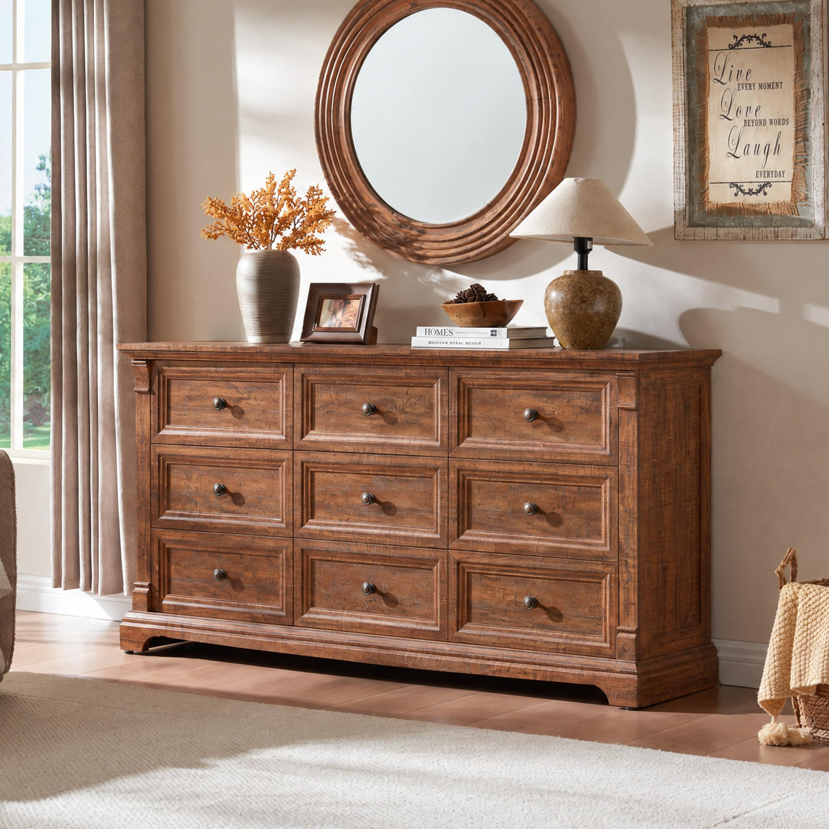 T4TREAM Farmhouse Drawer Dresser for Bedroom Storage