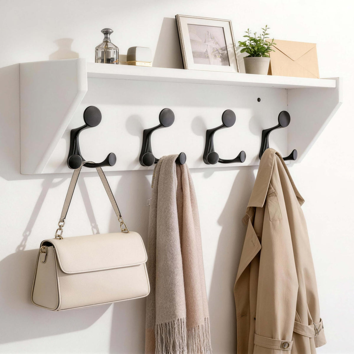 SKOLOO Heavy-Duty Wall-Mounted Coat Rack with Shelf