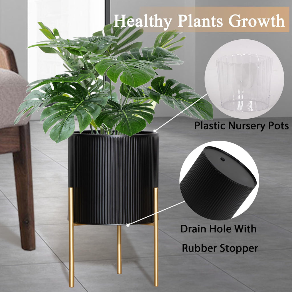 ARNIS Modern Metal Planter Pots with Stands, Set of 2