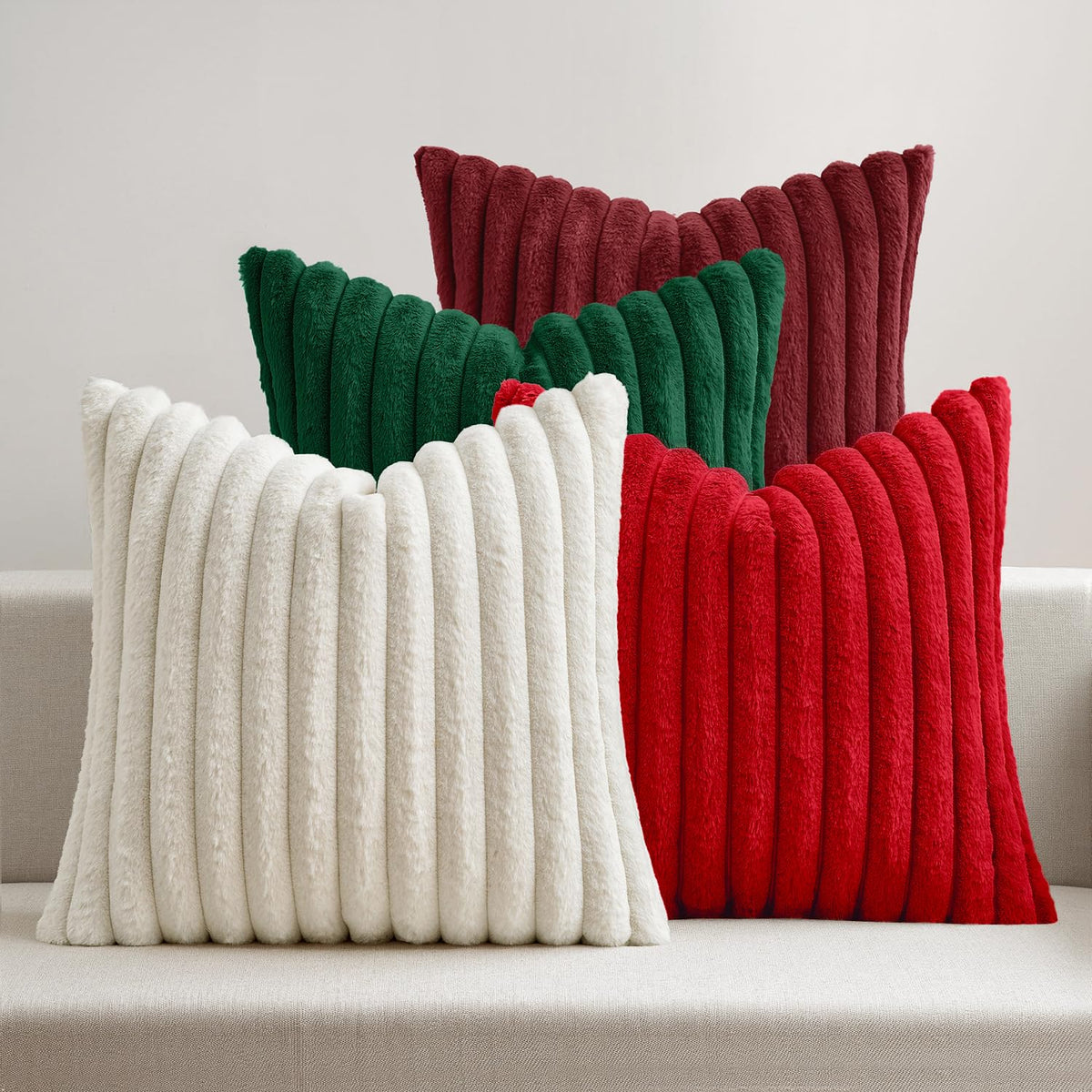 MIULEE Faux Fur Plush Decorative Throw Pillow Covers