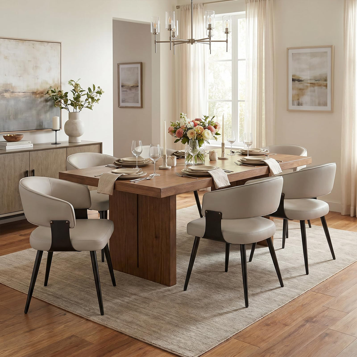 Euklea Modern Faux Leather Dining Chairs, Set of 2