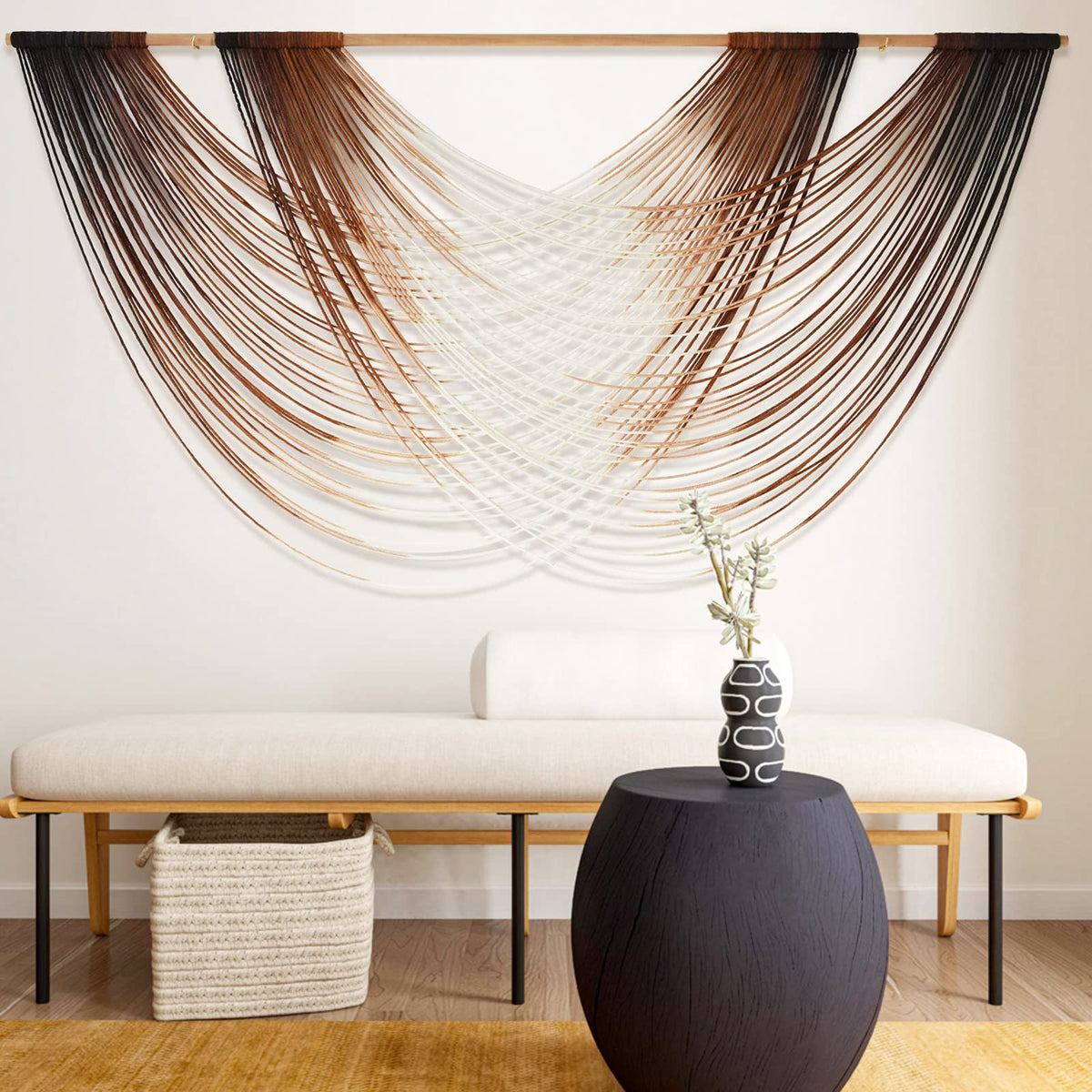 Large Dip-Dyed Macrame Wall Hanging Boho Tapestry Decor