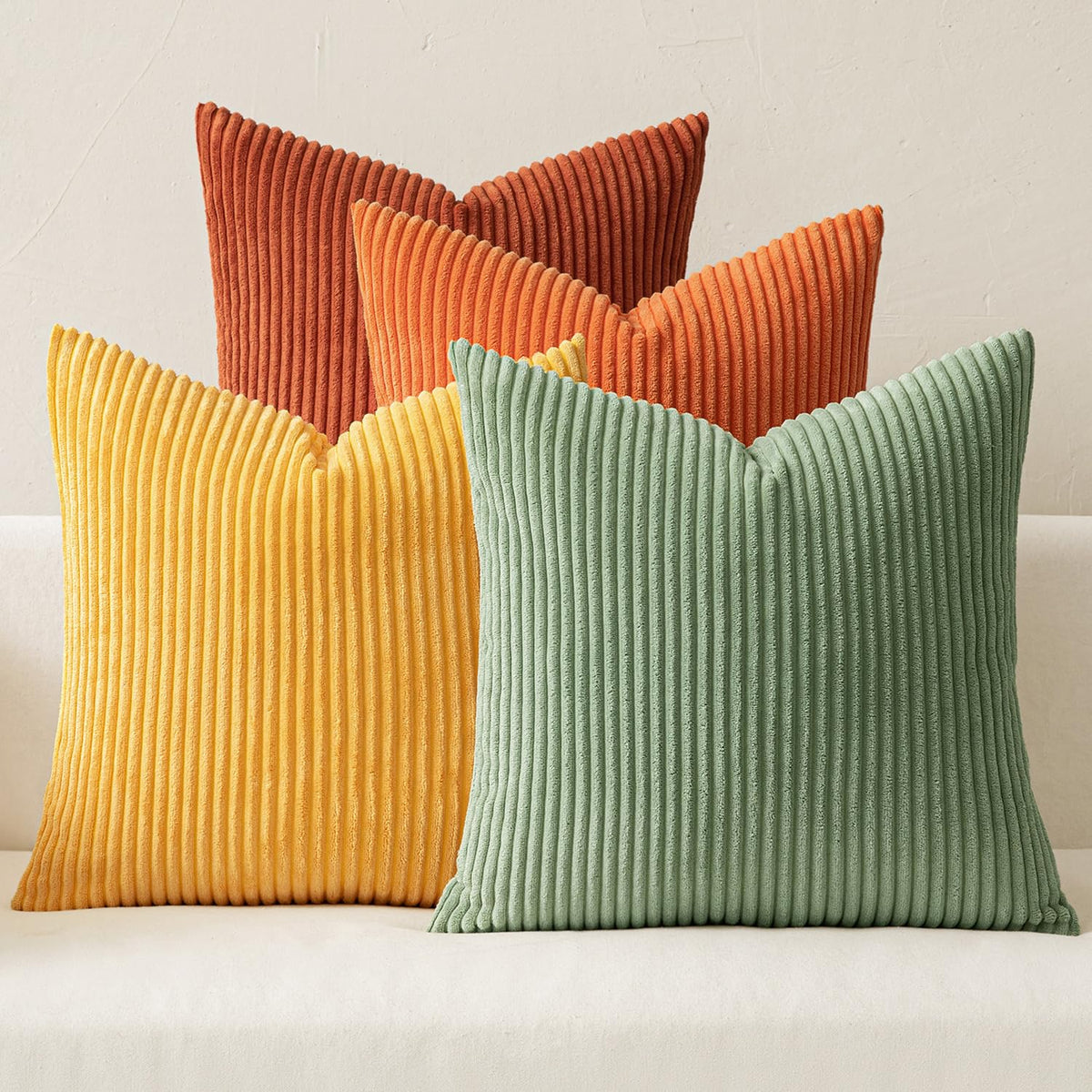 MIULEE Soft Corduroy Decorative Throw Pillow Covers, Set of 4