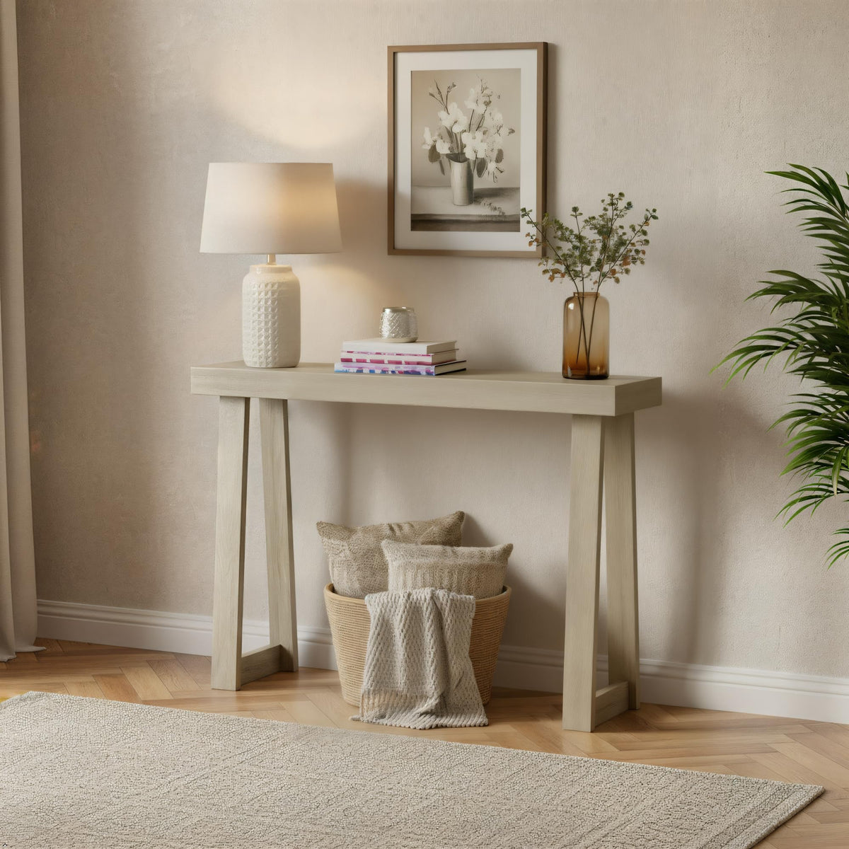 Plank+Beam Solid Wood Console Table for Entryway Decor