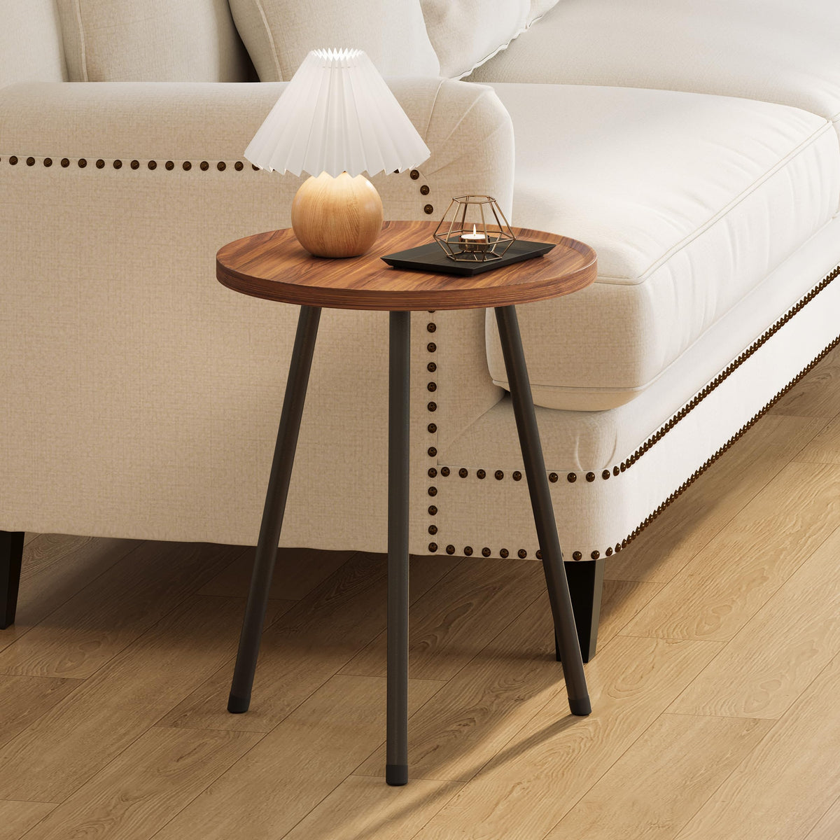 YAUKTAK Mini Round Side Table for Small Living Spaces