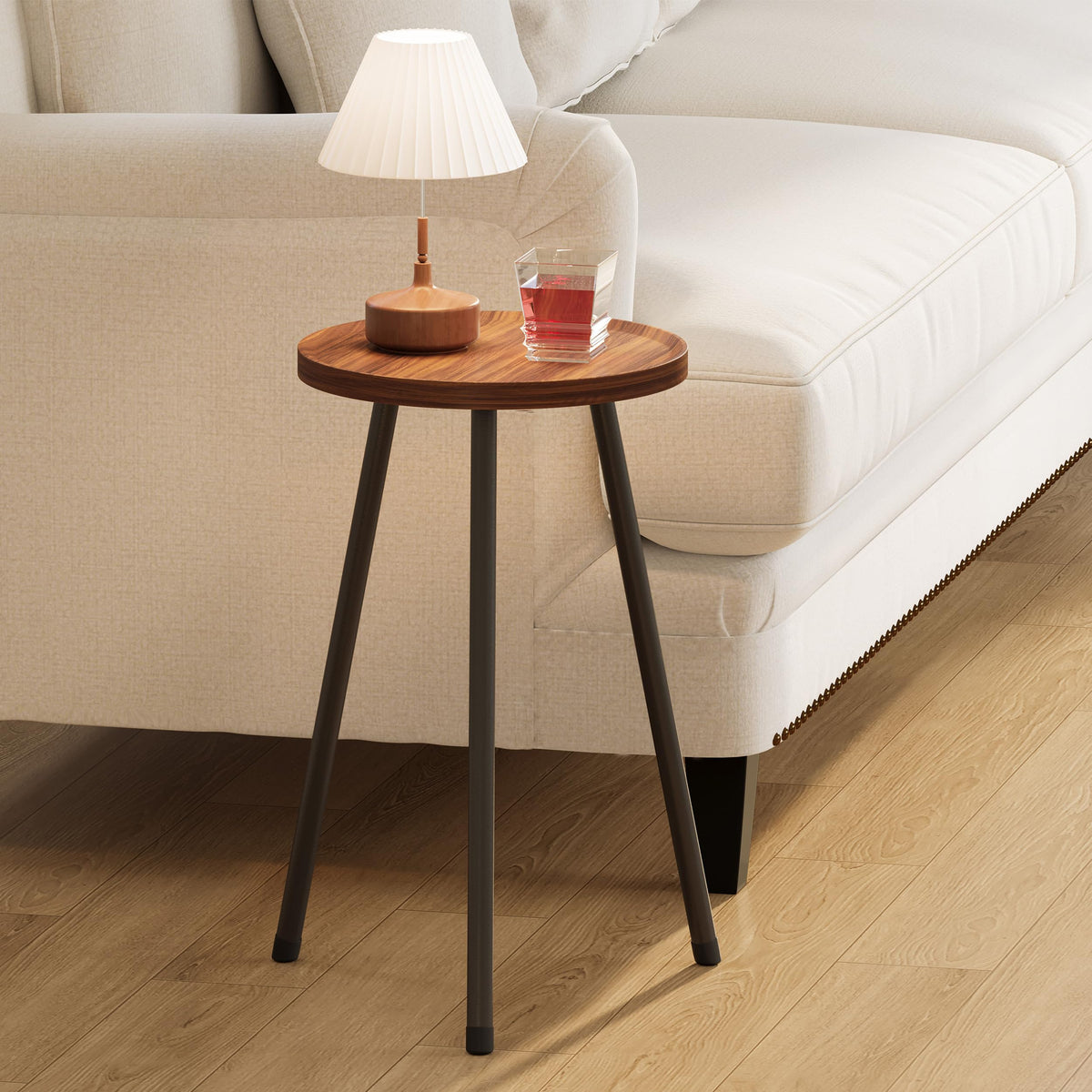 YAUKTAK Mini Round Side Table for Small Living Spaces