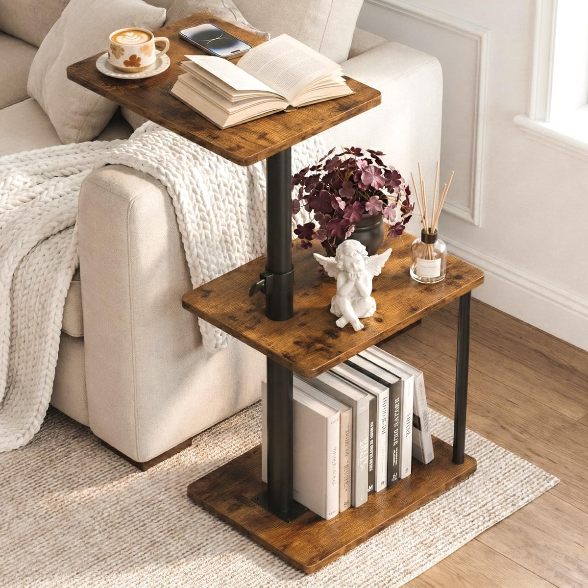 Faesun Swivel Side Table for Living Room & Bedroom