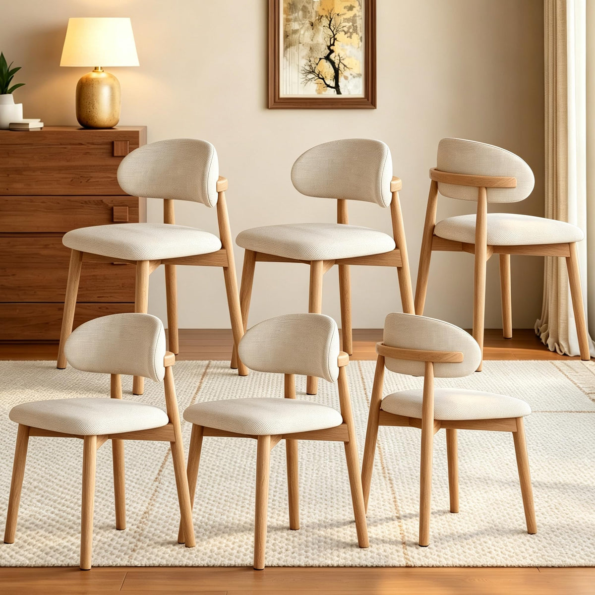 smudyizi Mid-Century Wooden Dining Chairs, Set of 4