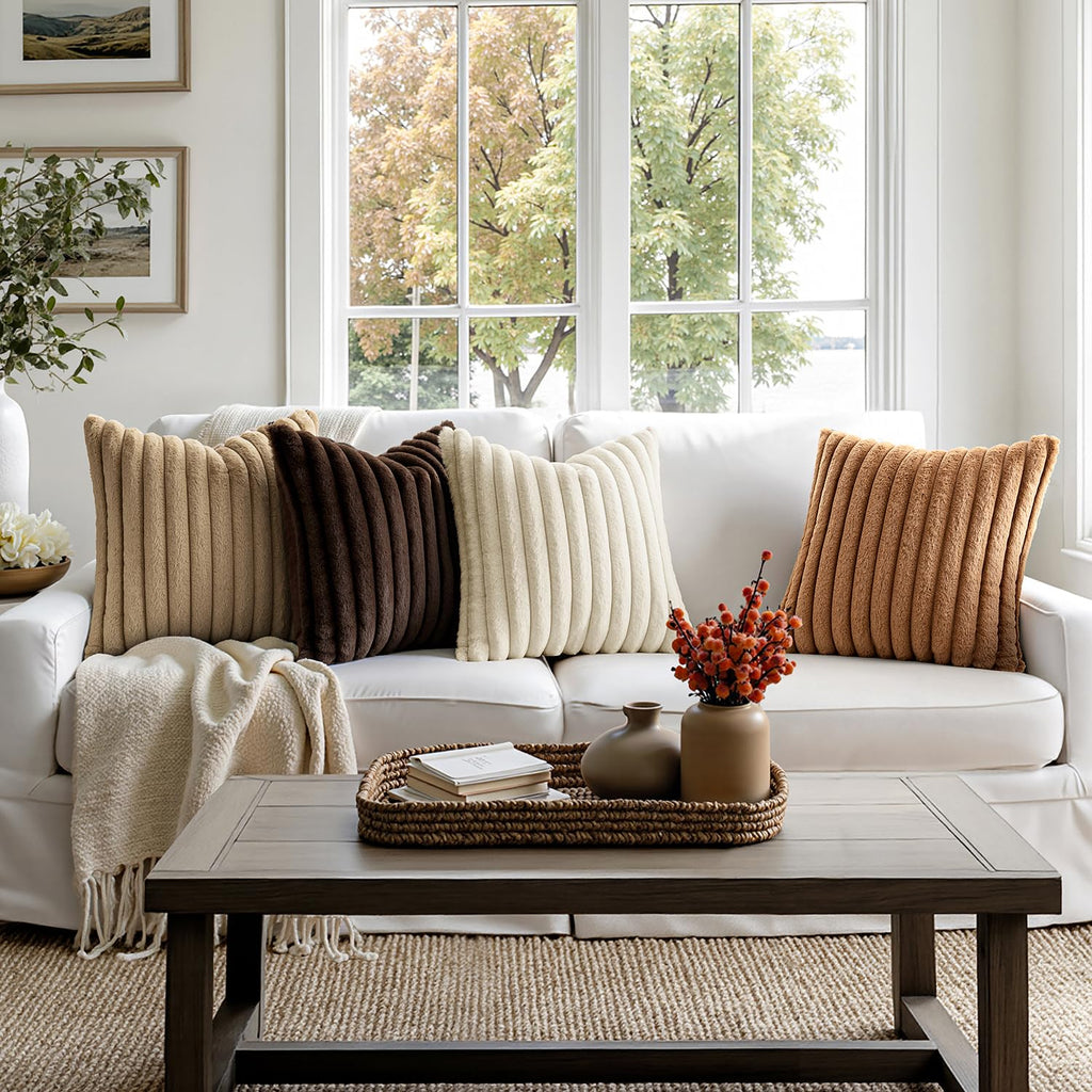 MIULEE Faux Fur Plush Decorative Throw Pillow Covers