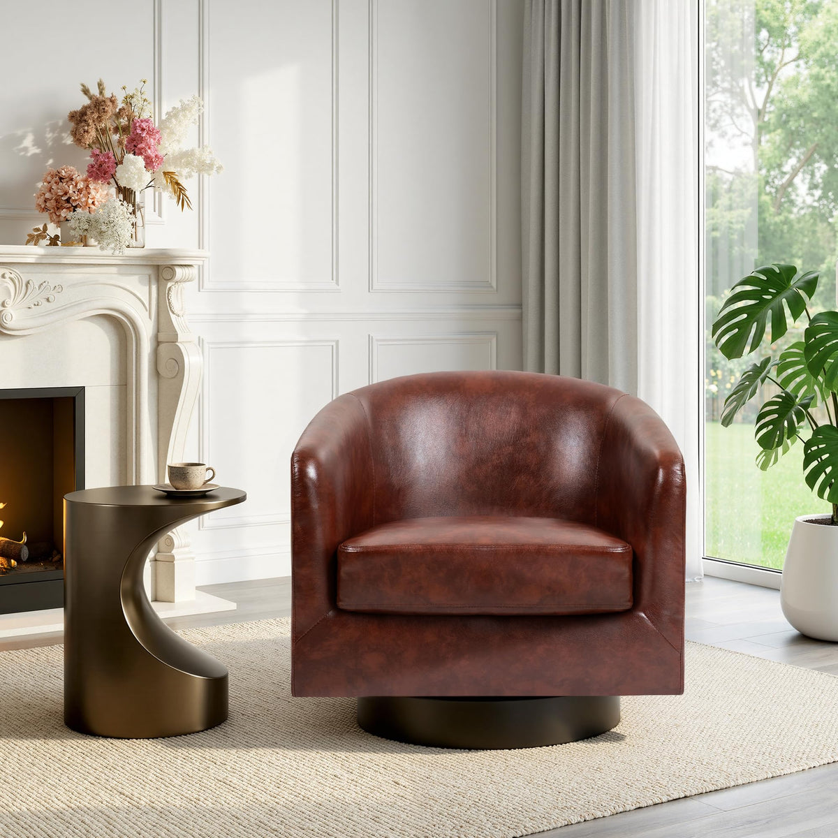 UIXE Swivel Barrel Accent Armchair for Living Room