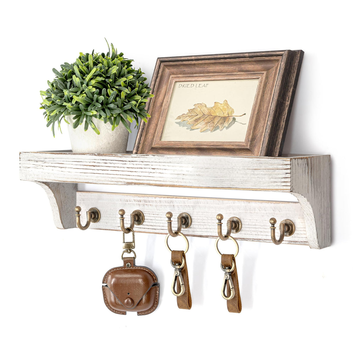 Rebee Vision 14-Inch Wall Key & Mail Holder with Hooks