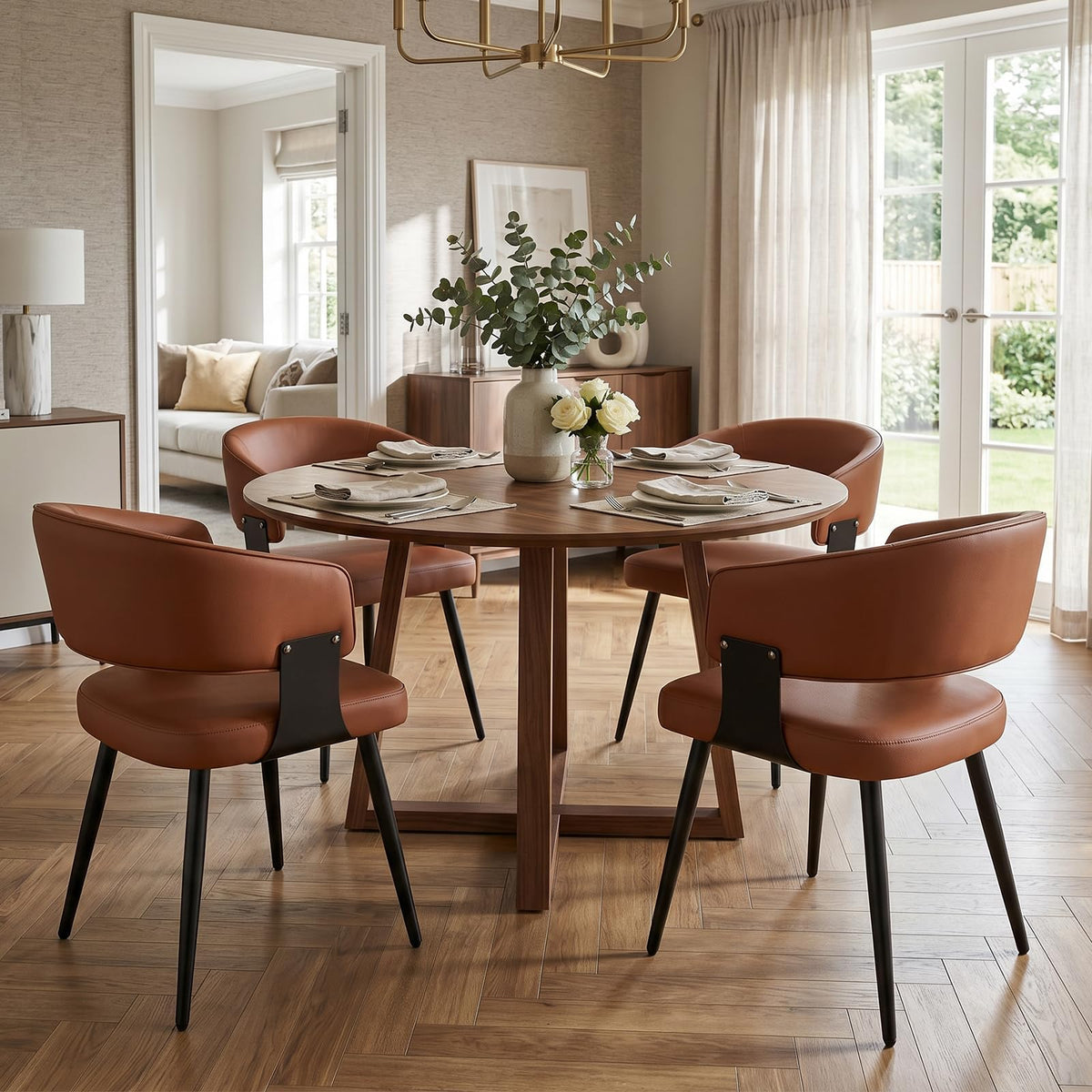 Euklea Modern Faux Leather Dining Chairs, Set of 2