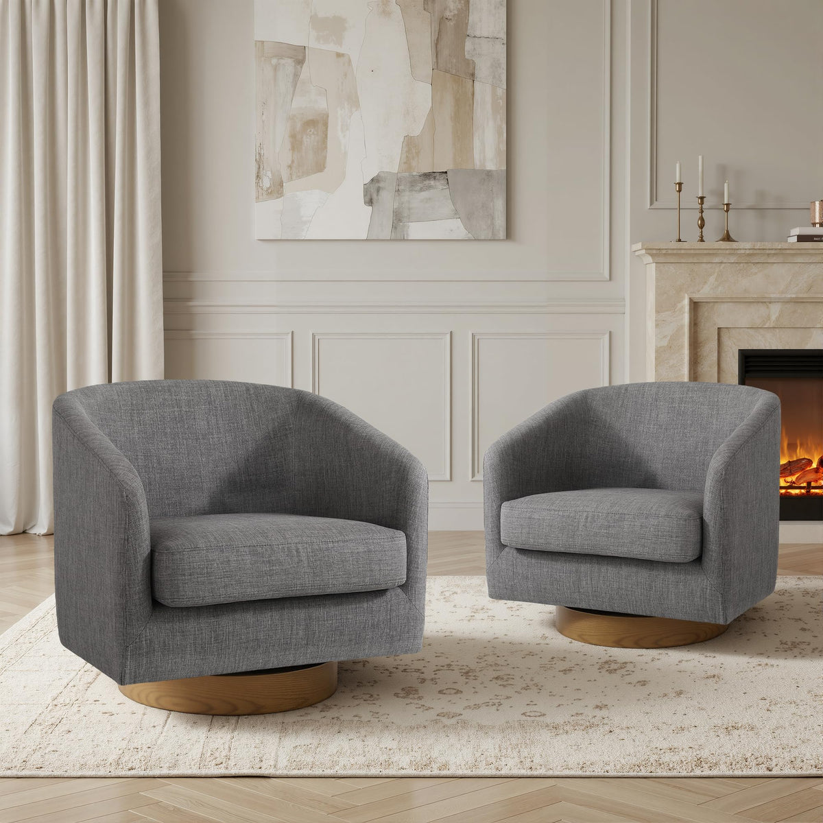 UIXE Swivel Barrel Accent Armchair for Living Room