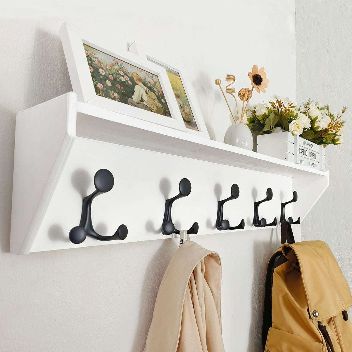 SKOLOO Heavy-Duty Wall-Mounted Coat Rack with Shelf