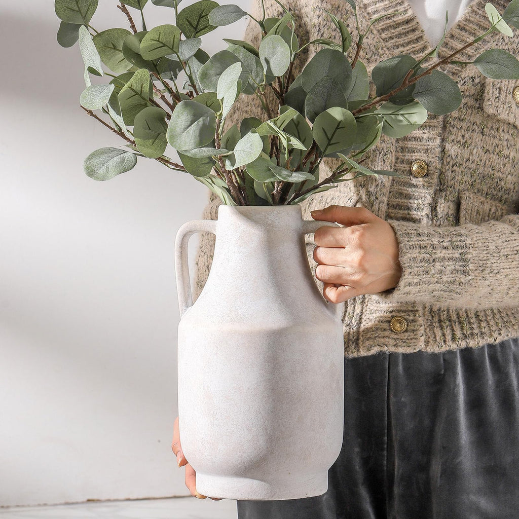 Mitt&Ditt Rustic Terracotta Ceramic Flower Vase with Handles