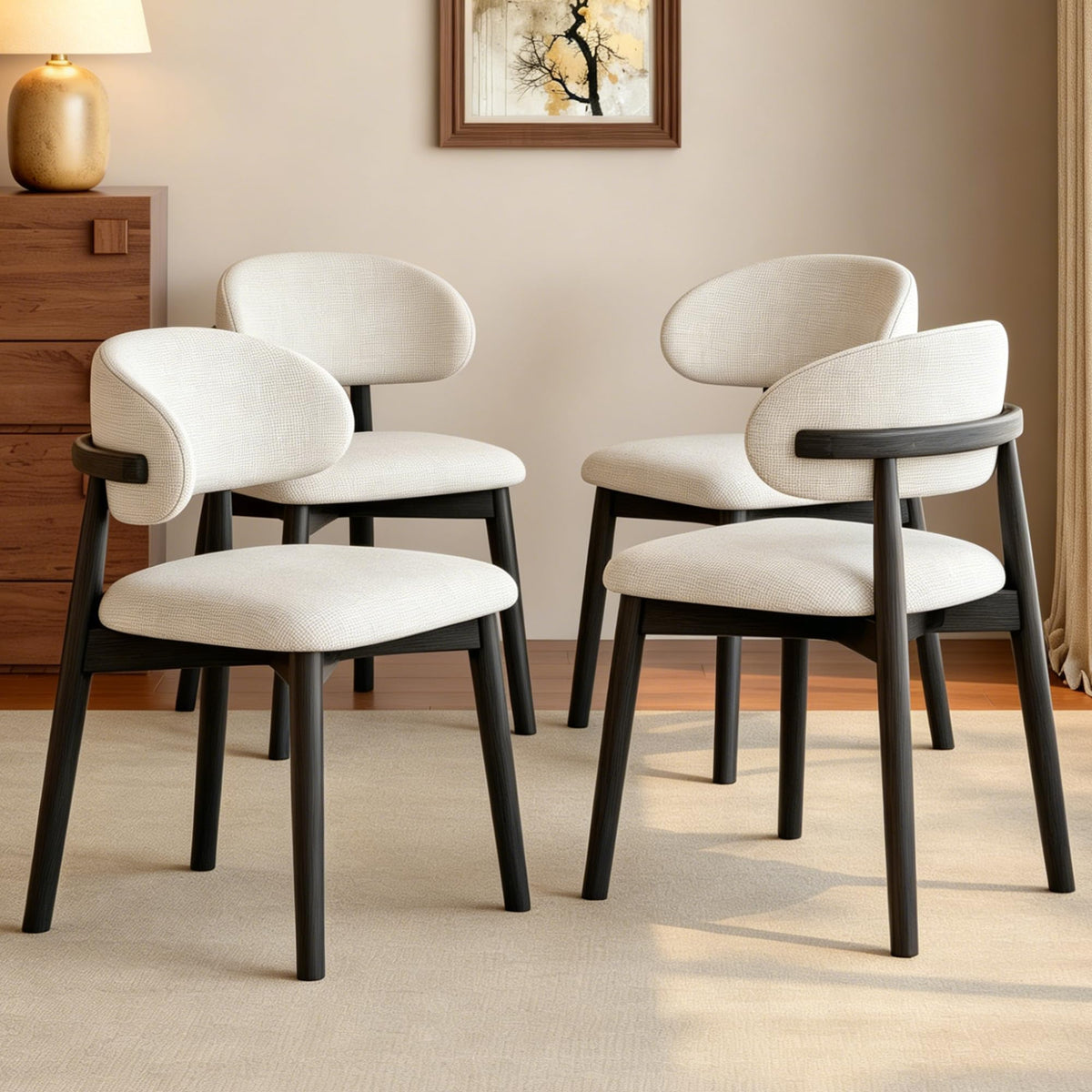 smudyizi Mid-Century Wooden Dining Chairs, Set of 4