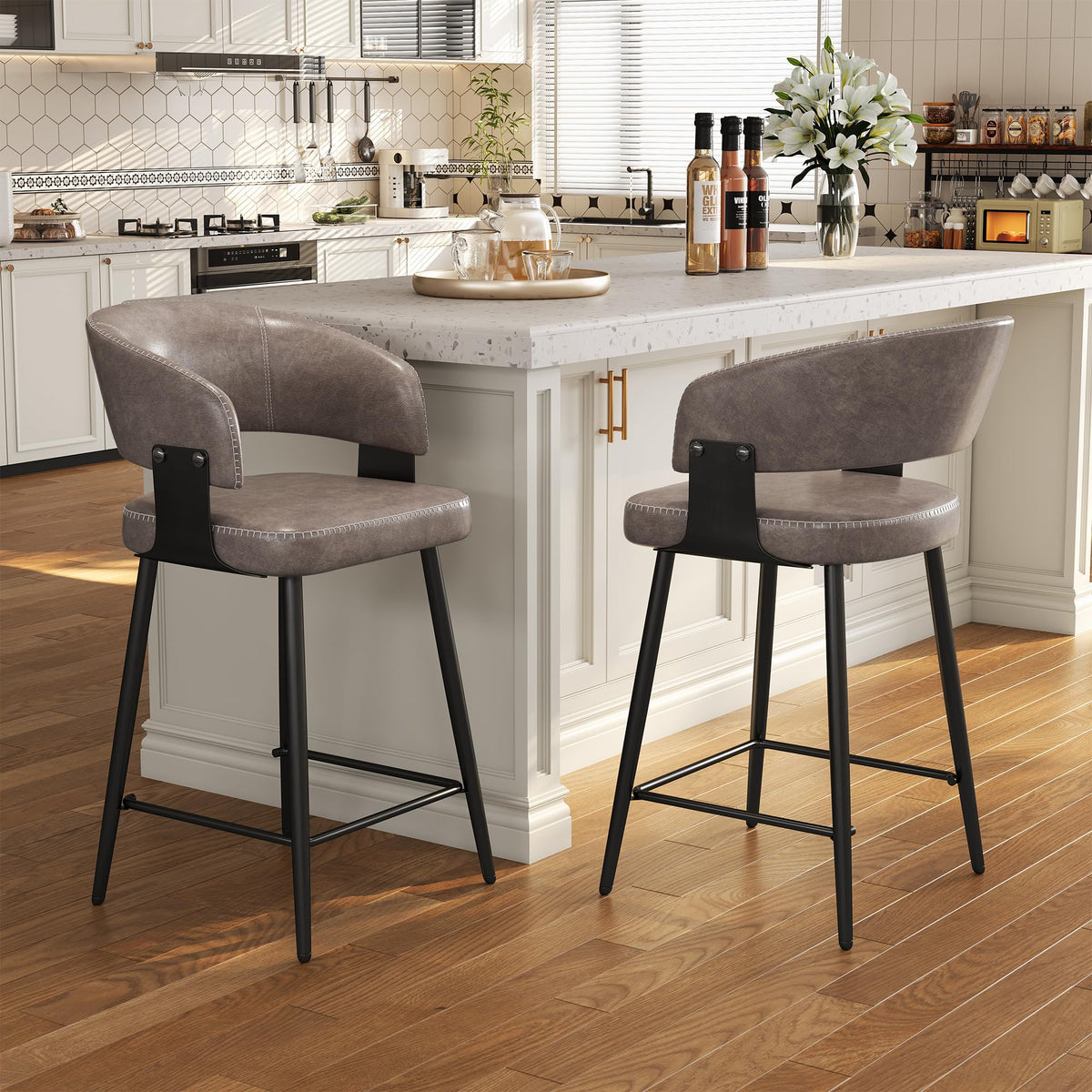 Euklea Modern Faux Leather Dining Chairs, Set of 2