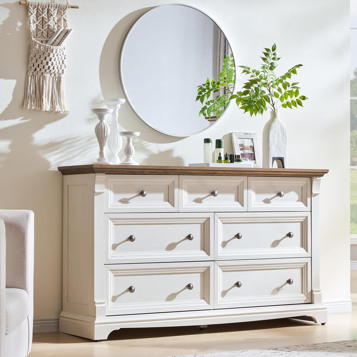 T4TREAM Farmhouse Drawer Dresser for Bedroom Storage