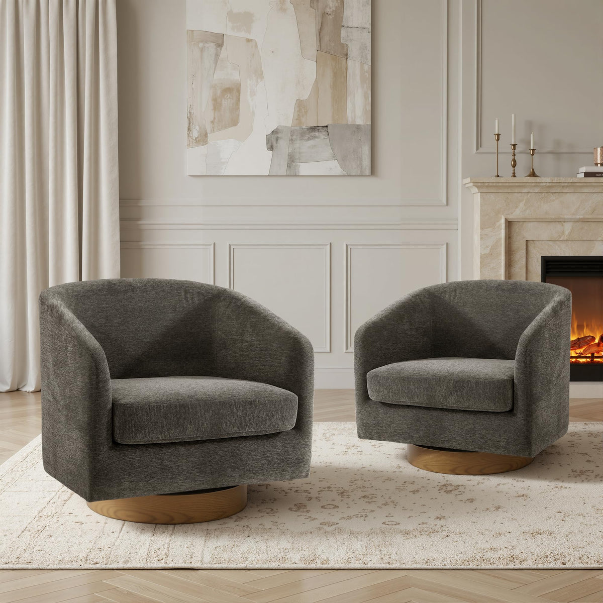 UIXE Swivel Barrel Accent Armchair for Living Room