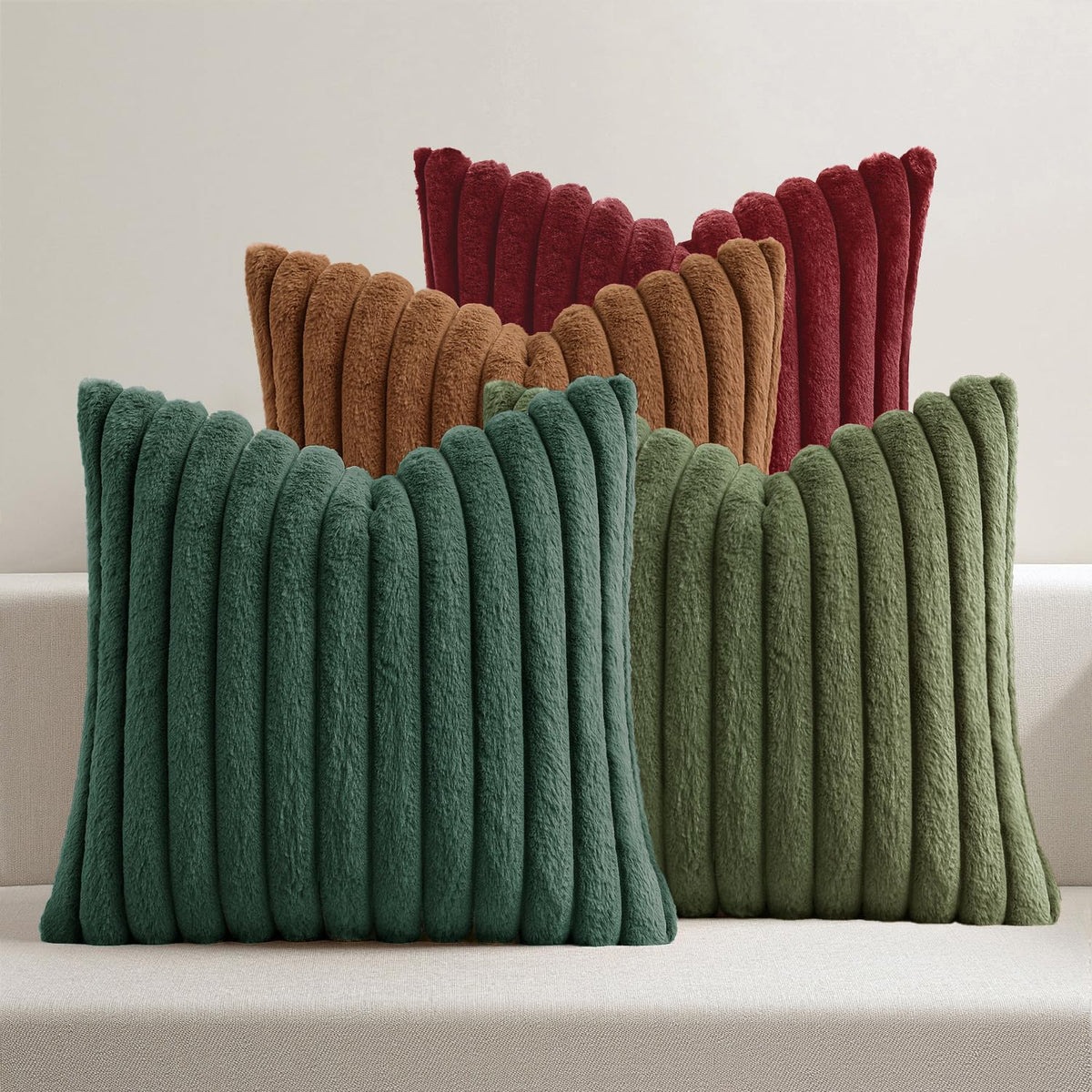 MIULEE Faux Fur Plush Decorative Throw Pillow Covers