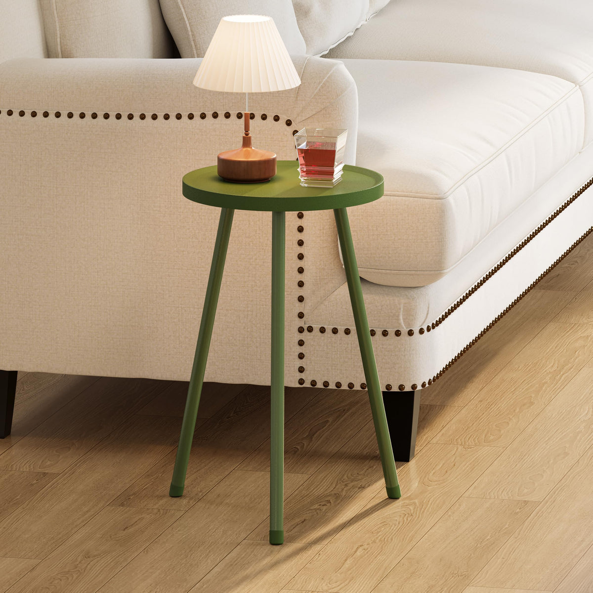 YAUKTAK Mini Round Side Table for Small Living Spaces