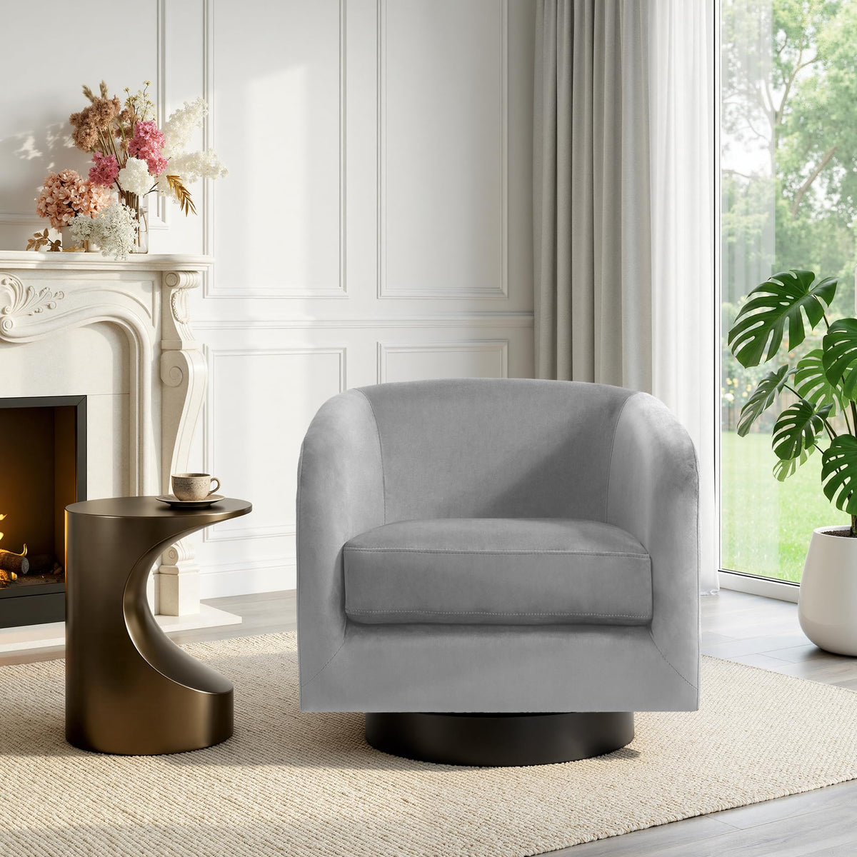 UIXE Swivel Barrel Accent Armchair for Living Room