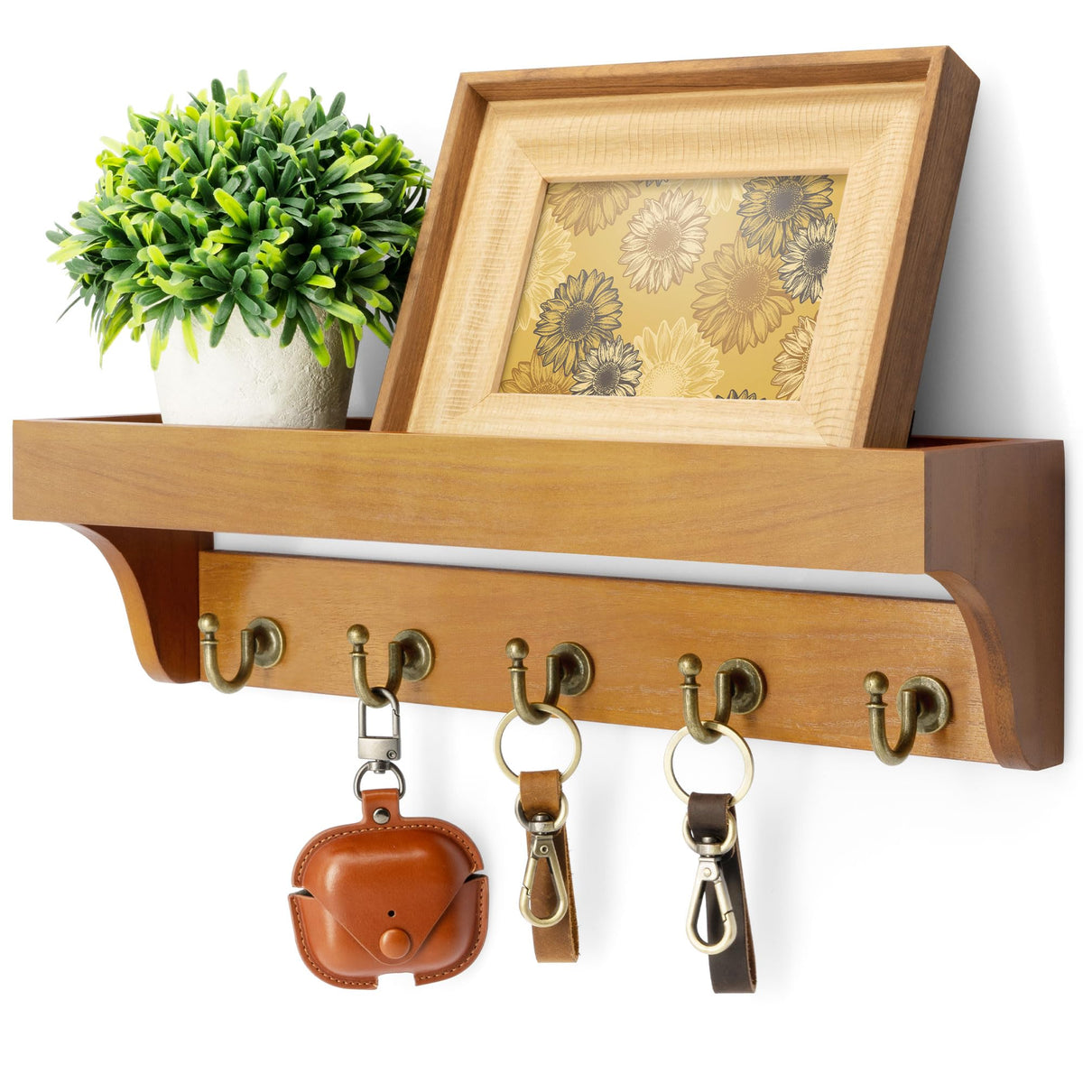 Rebee Vision 14-Inch Wall Key & Mail Holder with Hooks