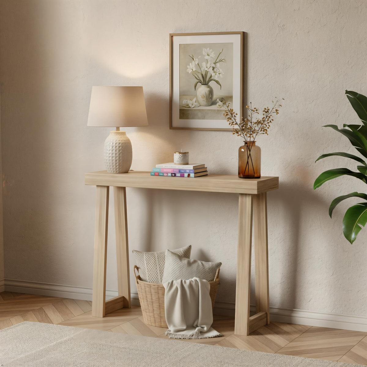 Plank+Beam Solid Wood Console Table for Entryway Decor