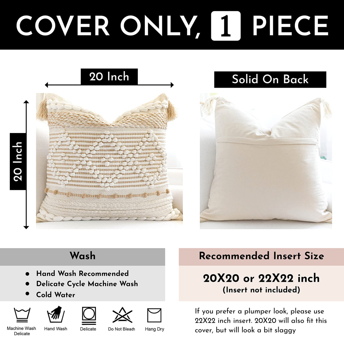 BlissBlush Boho Decorative Throw Pillow Cover for Sofa