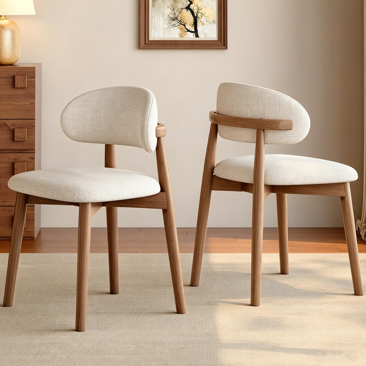 smudyizi Mid-Century Wooden Dining Chairs, Set of 4