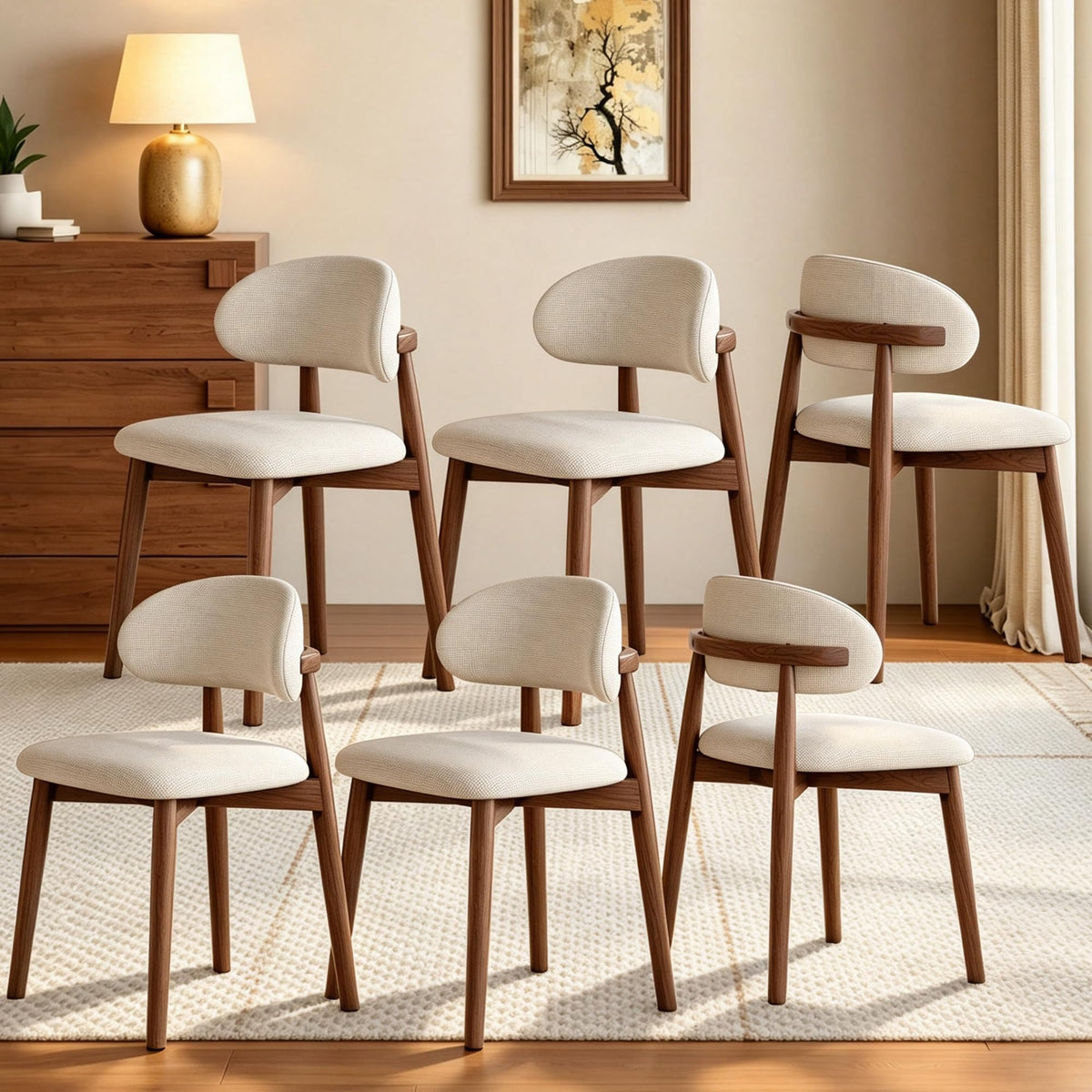 smudyizi Mid-Century Wooden Dining Chairs, Set of 4