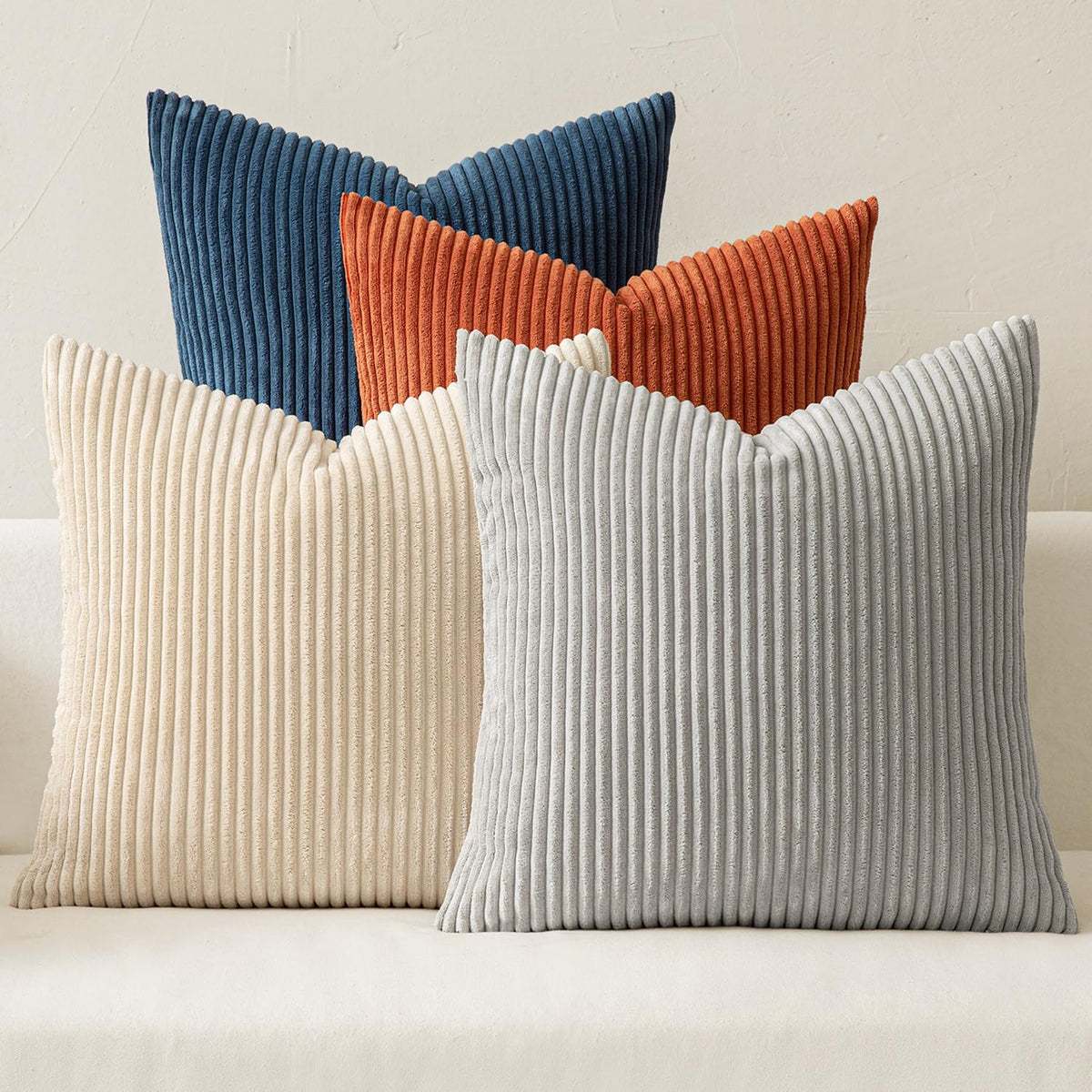 MIULEE Soft Corduroy Decorative Throw Pillow Covers, Set of 4
