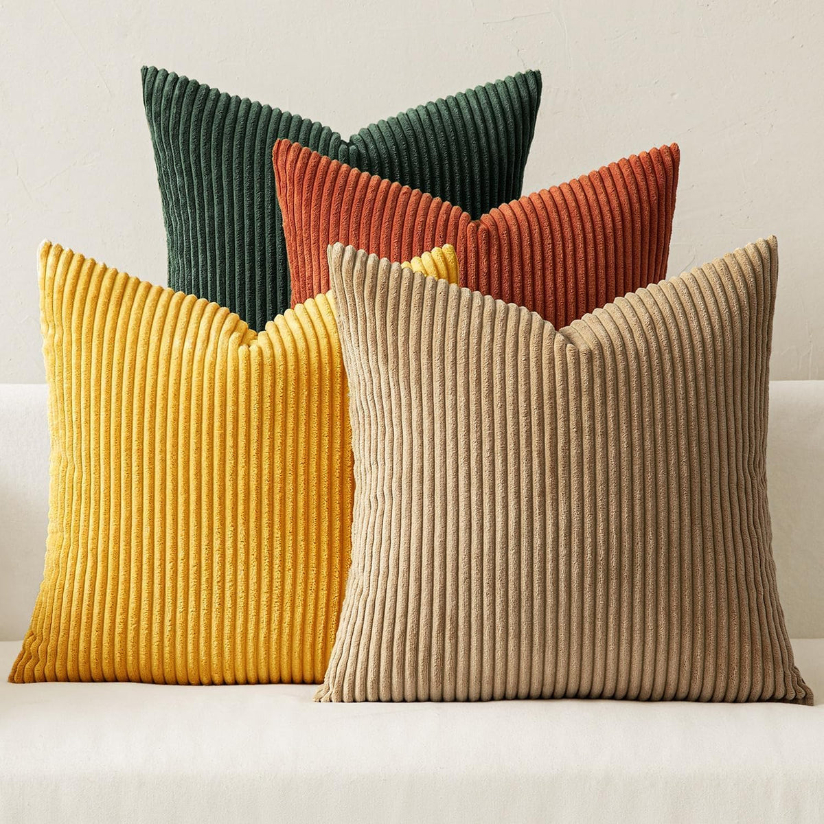 MIULEE Soft Corduroy Decorative Throw Pillow Covers, Set of 4