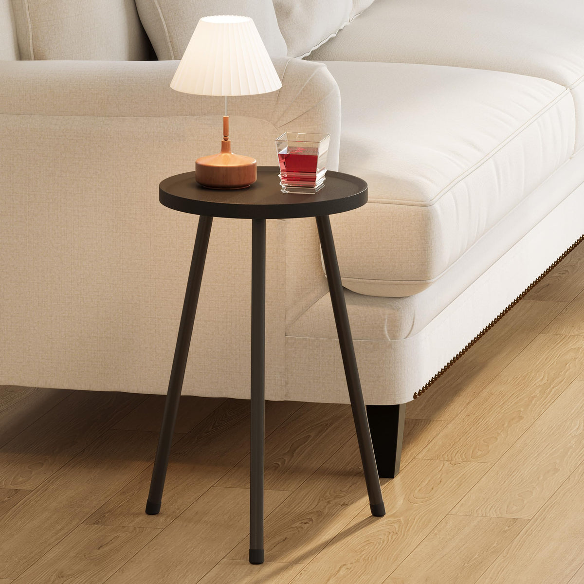YAUKTAK Mini Round Side Table for Small Living Spaces