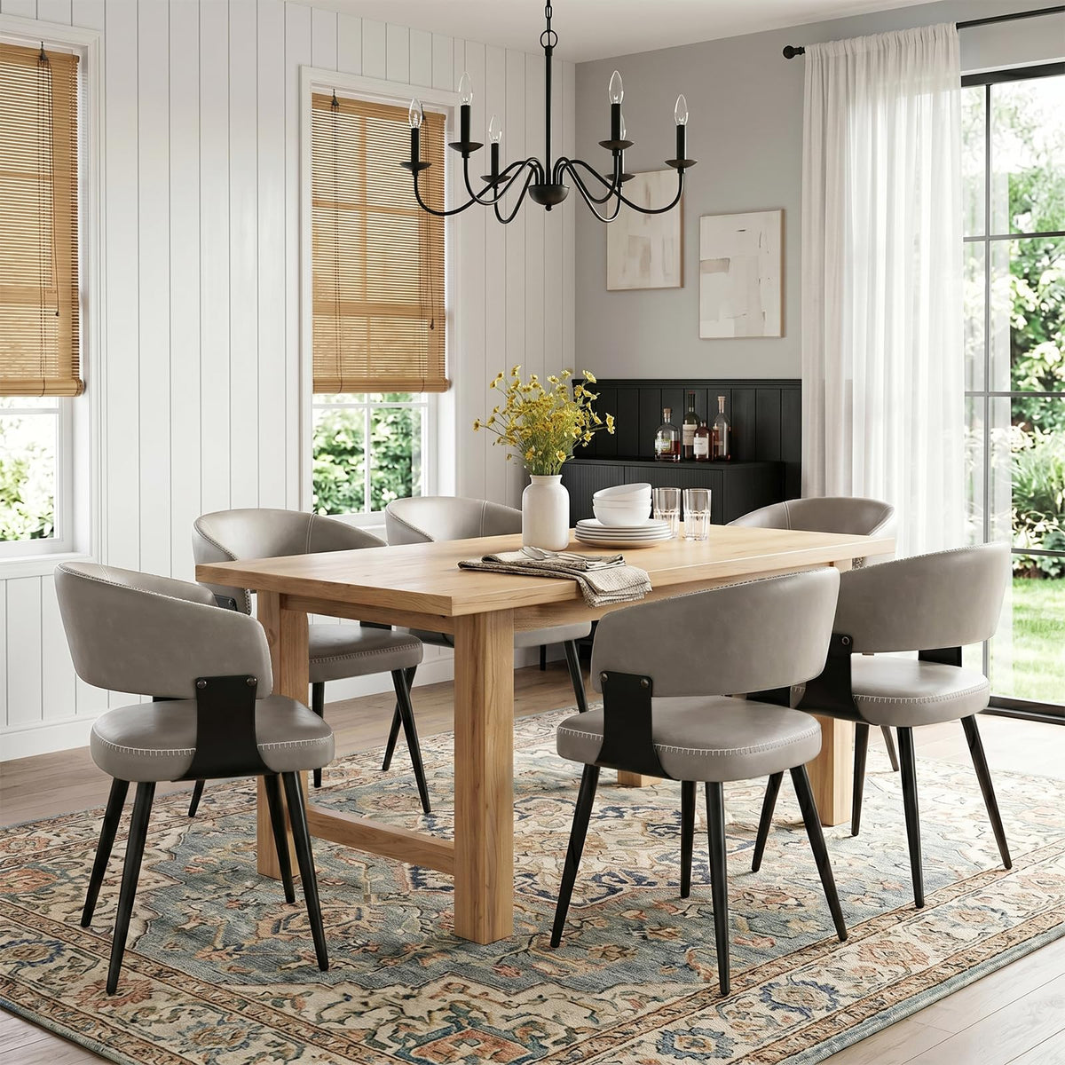 Euklea Modern Faux Leather Dining Chairs, Set of 2
