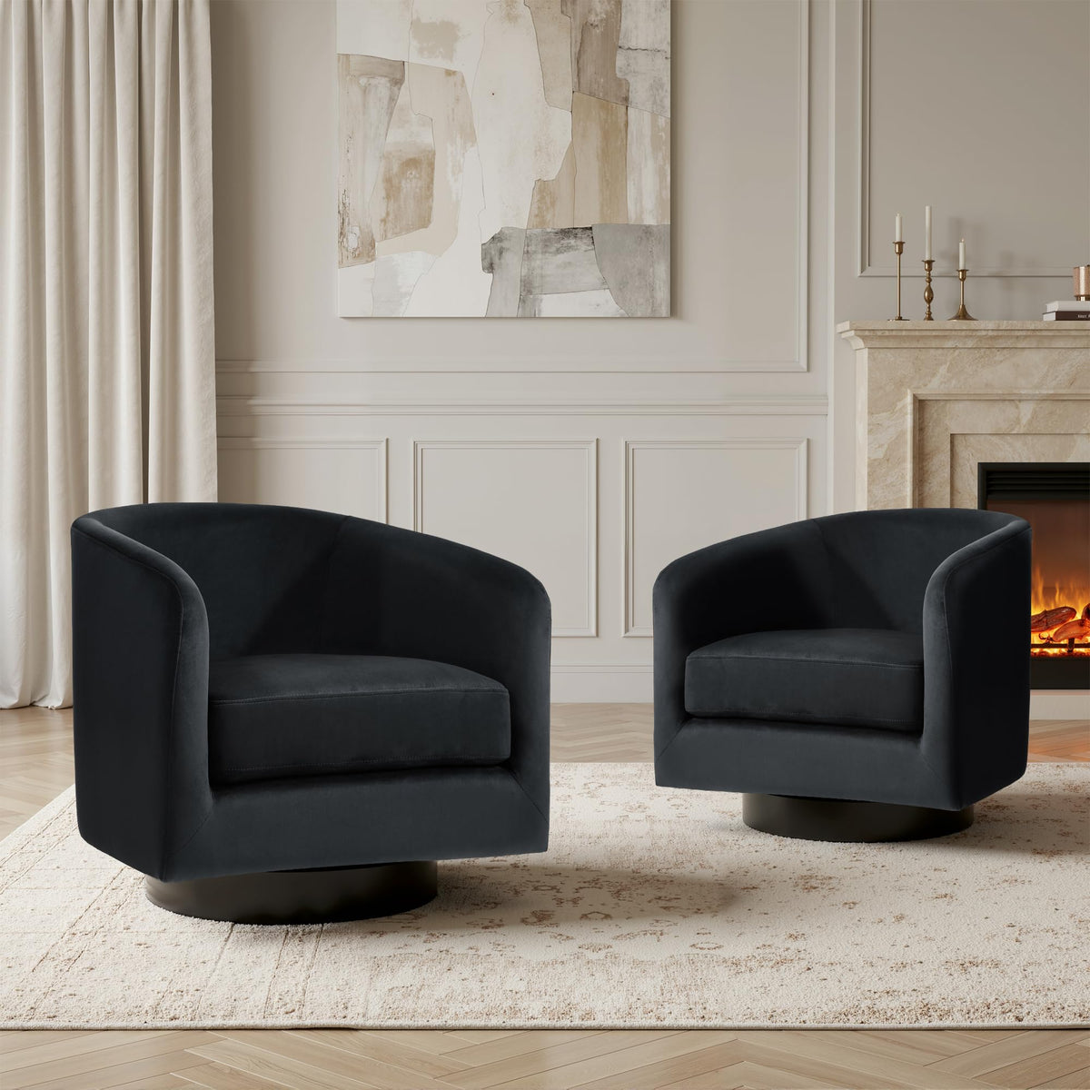 UIXE Swivel Barrel Accent Armchair for Living Room