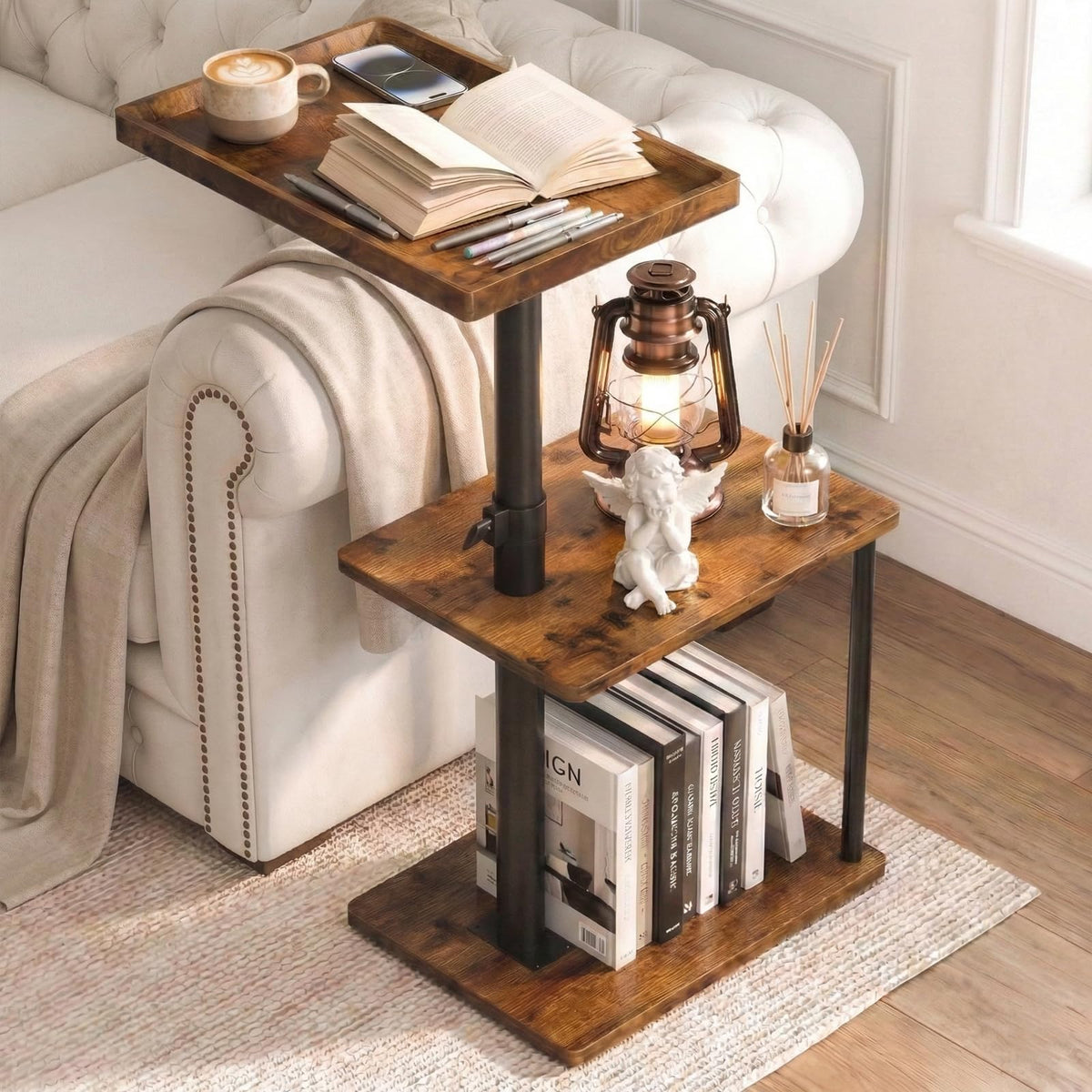 Faesun Swivel Side Table for Living Room & Bedroom