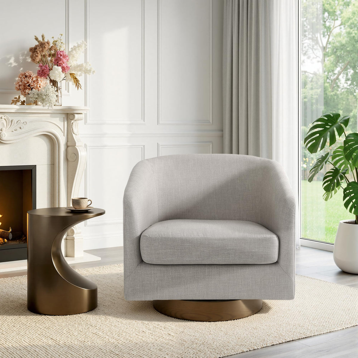 UIXE Swivel Barrel Accent Armchair for Living Room