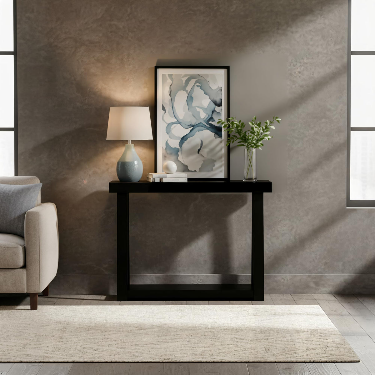 Plank+Beam Solid Wood Console Table with Storage Shelf
