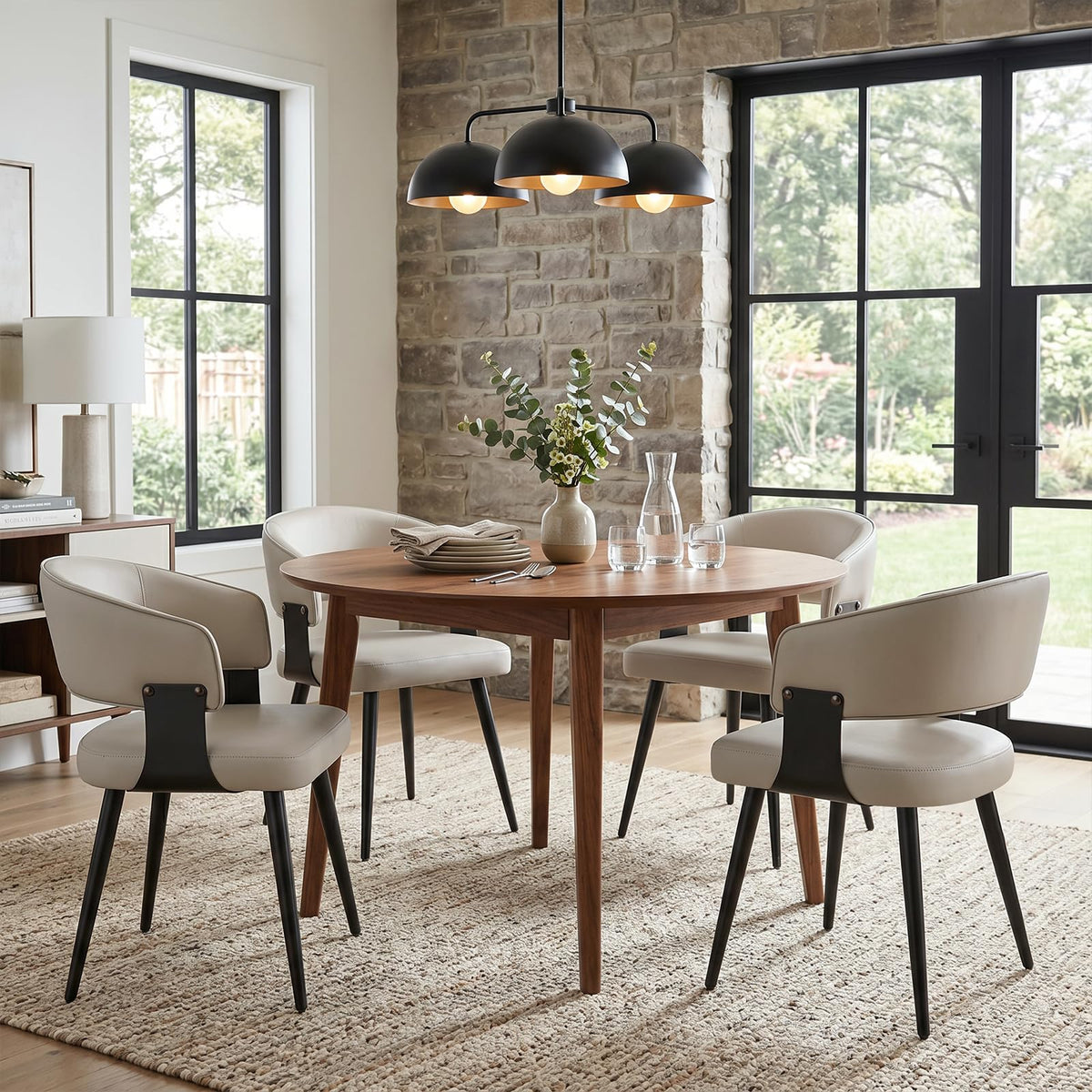 Euklea Modern Faux Leather Dining Chairs, Set of 2