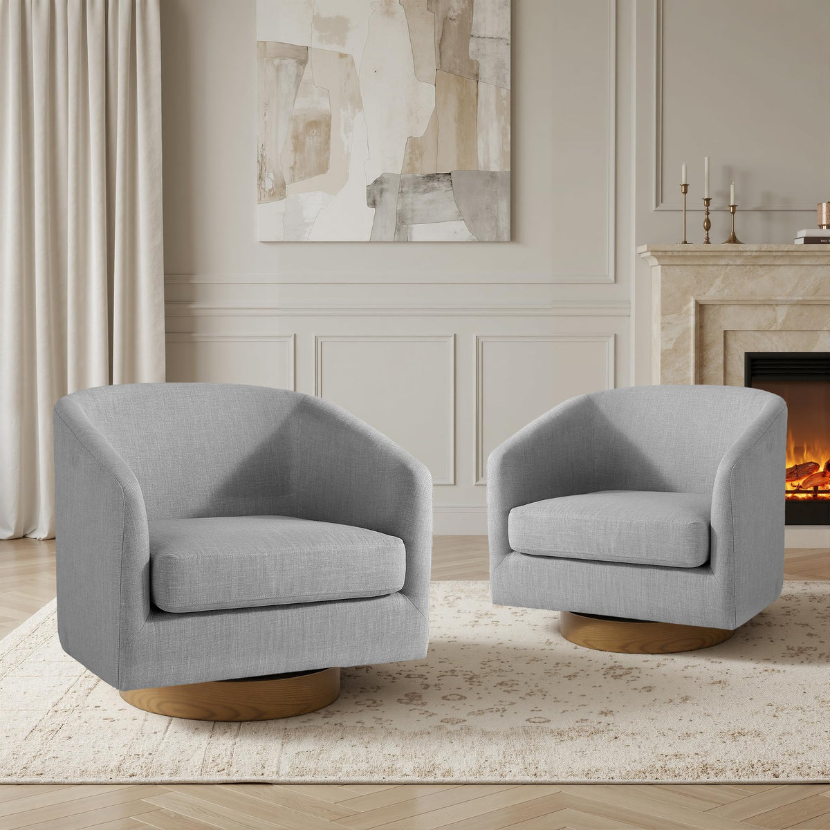 UIXE Swivel Barrel Accent Armchair for Living Room
