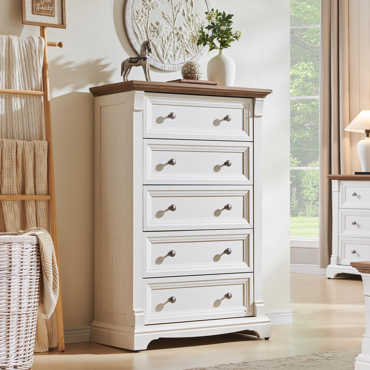 T4TREAM Farmhouse Drawer Dresser for Bedroom Storage