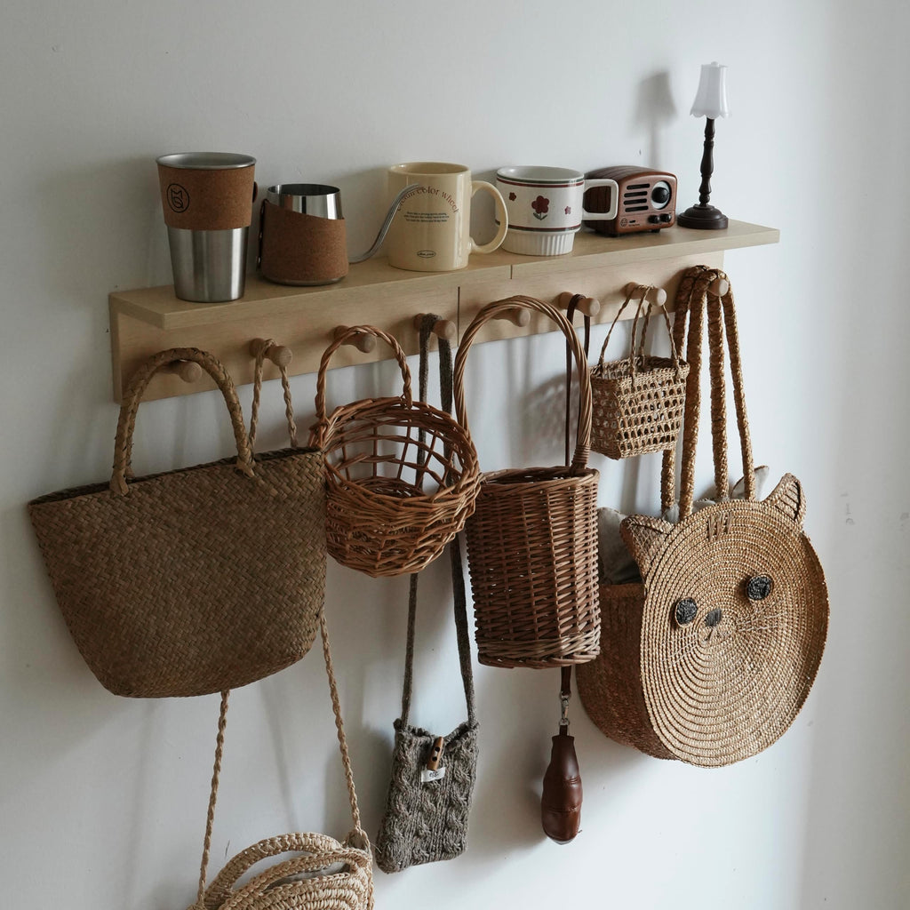 XAOMLP Wooden Wall-Mounted Coat Rack with Hooks