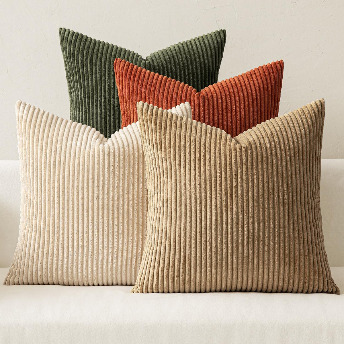 MIULEE Soft Corduroy Decorative Throw Pillow Covers, Set of 4