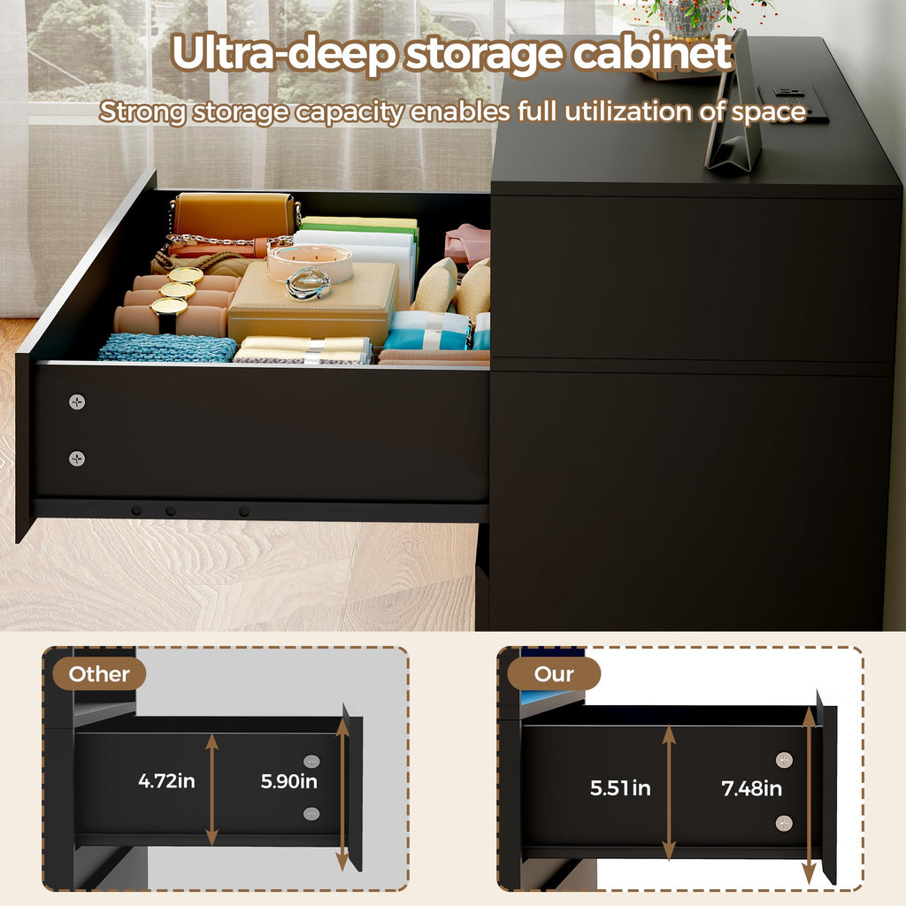 BEWISHOME Tall 5-Drawer Bedroom Dresser with LED Light