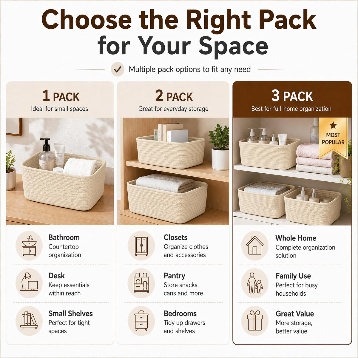 Zenlyzoo Small Storage Baskets for Home Organization